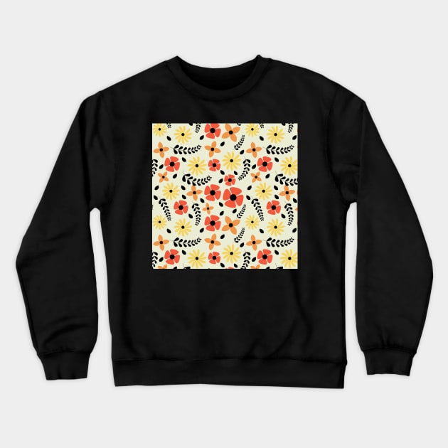 Flower and leaves pattern Crewneck Sweatshirt by zaiynabhw